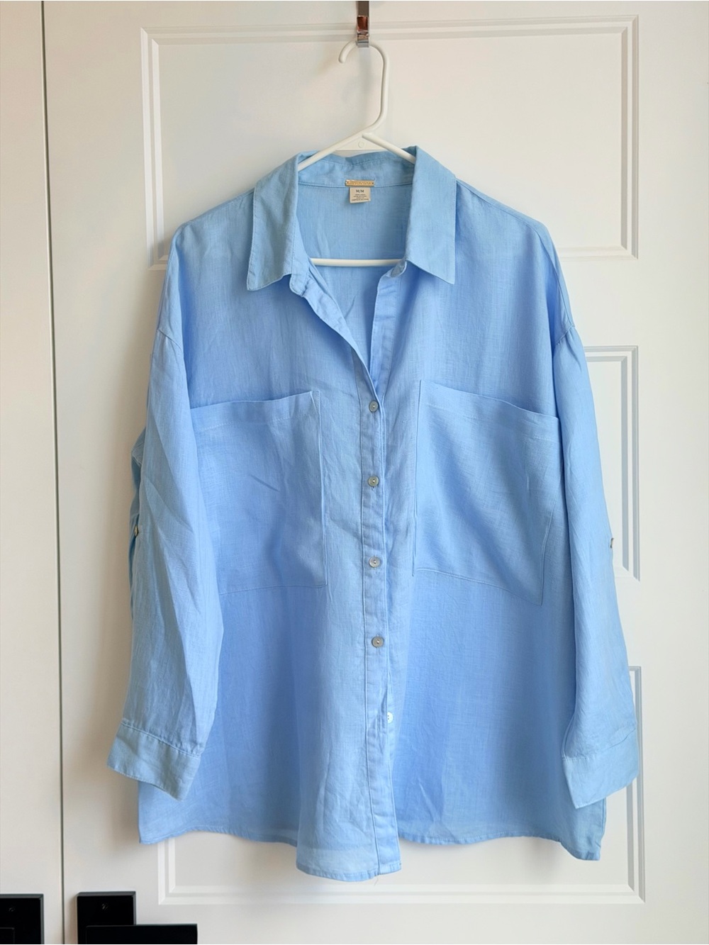 Light Blue Button-Down Shirt - Casual Women's Top